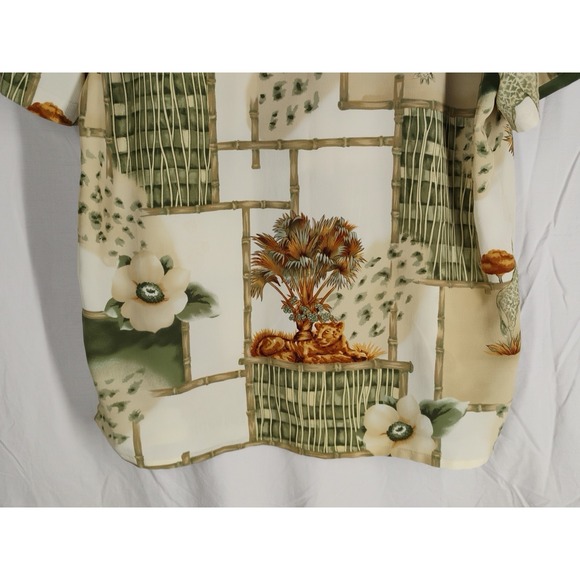 Alfred Dunner Womens 14 Safari Green/White/Brown Button Up Dress Shirt - Picture 8 of 8